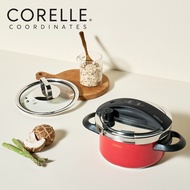 Corelle Coordinates Stainless Steel Stock Pot (3.0L) 6 Security + Glass Lid Red