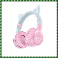 (CEUO) Wireless Headphones RGB Cute Cats Girls Kid Gift Headset with Microphone Music Gaming Headset