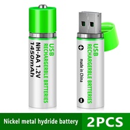 2pcs Original AA USB Rechargeable Batteries With Charger NI-MH 1.2V 1450mAh