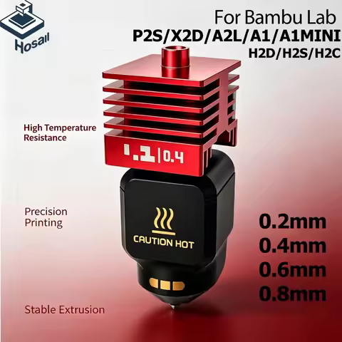 For Bambu Lab P2S Upgraded Hotend 0.2/0.4/0.6/0.8mm Hardened steel nozzle Replace Hot End Bambulab H