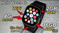 2025 OLED 368x448 Hello watch 4 + plus Hello plum sim 插卡上網4G電話 Wi-Fi 藍牙BT5.4 NFC Android 2+16G 智能手錶s