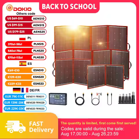 Dokio Flexible Foldable 18V Solar Panel High Efficience Travel & Phone & Boat Portable 12V 80-295w S