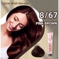 【Glow Wish Keratin】 Pink Brown Hair Color with Oxidant (8/67 Hair Color )