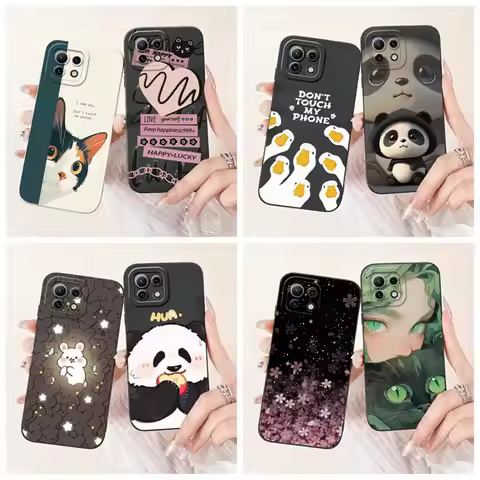 For Xiaomi Mi 11 Lite Case Fashion Luxury Flowers Cute Cat Shockproof Silicone Phone Case For Xiaomi