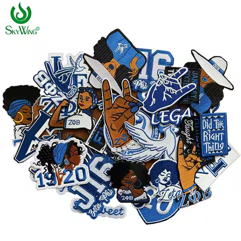 Stock Series Zeta Embroidered Iron Patch for Jacket, Zeta Phi Beta Sorority, Blue&White, 1920, Soror