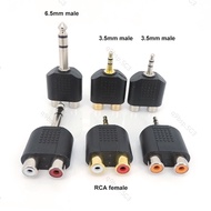 Y Splitter stereo 1/4 inch Audio Adapter 3.5mm 6.5mm 6.35mm Male Plug To 2 Dual Rca Female Jack plug  SG9B3