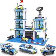 Liberty Imports 736 Pieces City Police Station & Car Building Blocks Set, with 3 Police Cars Toy, Co