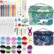 59/92Pcs Crochet Kit with Yarn Ergonomic Crochet Hook Set with Storage Bag Complete Crochet Yarn Kit with Crochet Accessories