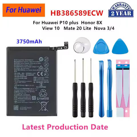 100% Orginal HB386589ECW 3750mAh Battery For Huawei P10 plus Honor 8X View 10 V10 Mate 20 Lite Nova 