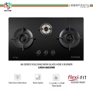 Lebensstil LKGH-8603MB Built-in Glass Gas Hob 3 Burner Flexible Fit for any Replacement Size 86cm Vo