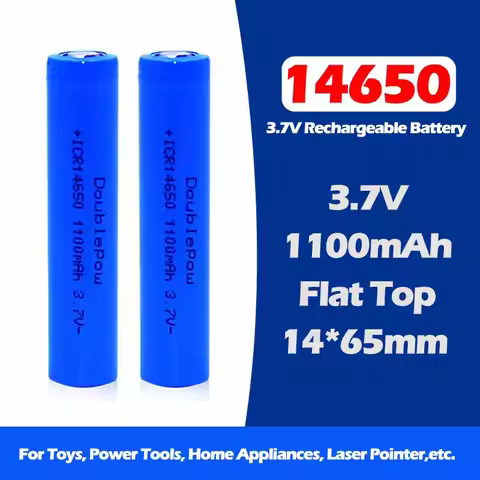 14650 3.7V 1100mAh Rechargeable Lithium Ion Battery for LED Flashlight Headlamps Toys ICR14650 Li-io