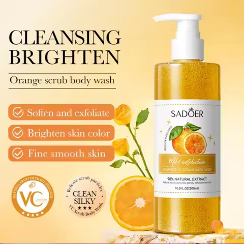 300ml Orange Body Scrub Shower Gel, a Cleansing Body Wash Containing Fresh Orange Extract, Citrate S