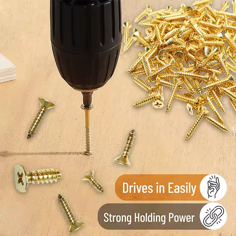 M2 M3 M4 M5 Brass Phillips Wood Screws Golden for Wood Craft Furniture Small Countersunk Head Self-T