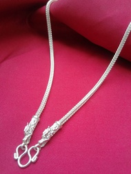 สร้อยคอเงินแท้มาตราฐาน92.5% ลายสี่เสาขนาด 1 บาทประมาณ2.5มิล(หัวมังกร) เงินแท้ทั้งเส้