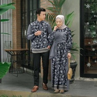 baju couple keluarga lebaran 2022 couple muslim keluarga terbaru - abu-abu
