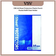 CBE A4 Sheet Protectors Plastic Punch Pocket Refill Clear Holder