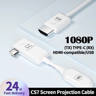 Kabel Tayangan Skrin Penerima Pemancar Video Cs7 1080p Wayarles Jenis-c Extender Dual-mod Usb serasi