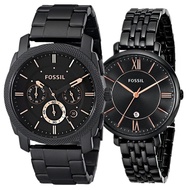 Authentic Fossil Black Men Women Stainless Steel Couple Watch FS4682 ES3614