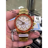 Real Gold Real Diamond Customization Rolex Daytona Pumpkin Ring Wrist Watch Ring Mouth Inlaid T Squa