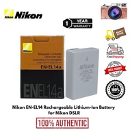 100% ORI Camera Dslr Dv Nikon lithium battery EN-EL14a for D3100 D3200 D3400 D5100 D5200 D5300 D5500 D5600 Nikon EN-EL14A Battery 1230mah