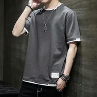 【Ready Stock】💕短袖t恤男潮牌潮流衣服夏天男装半袖夏季学生体恤假两件纯色半袖男生衣服潮流 男生衣服 t shirt 衣服男裝 t shirts 男生 t shirts 潮流