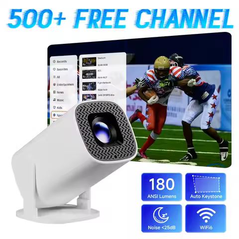 HONGTOP P30PLUS Smart Mini Projectors 4K 1280 * 720P With 500+Live free Channel Support WiFi6 Home T