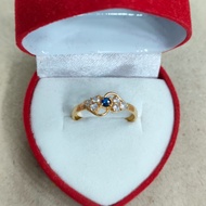 cincin mata 7 tengah biru S 1 gram emas muda