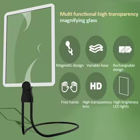 Led Magnifying Glass Hanging Neck Handheld Desktop Large Screen Lens Acrylic Magnifying Glass for Se