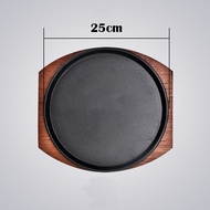 ☆COD☆Cast Iron Sizzling Plate Set with Wood Sizzling Plate ROUND OVAL STEAK PLATE SISIG GRILLS PLATE