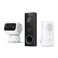 eufy Security, Wi-Fi Doorbell Camera, 2K Resolution, No Monthly Fees Indoor Cam S350, Dual Cameras, 