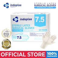 Indoplas Sterile Latex Surgical Gloves Powder Free - 7.5 (50 Pairs) 1 Box
