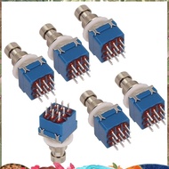 6PCS Guitar Effect Pedal Switch 3PDT Foot Switch PCB Button ON-on Latching 9 Pins True Bypass Blue