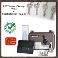 Amano PR600 Watchman Clock Kunci Jam Clocking Machine Device 1 Set with Amano Kunci Station Key 4 Pc