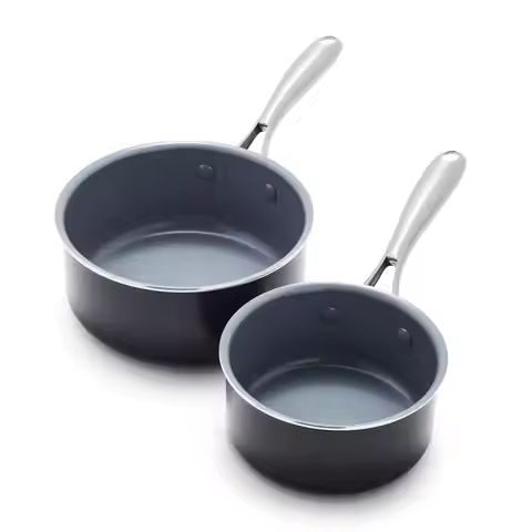 Swift Healthy Ceramic Nonstick, 1QT and 2QT Saucepan Set, Stainless Steel Handle, PFASFree, Dishwash