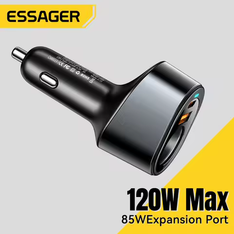 Essager Car Charger USB Type C Cigarette Lighter Fast Charger for iPhone 15 14 13 Xiaomi Car Chargin