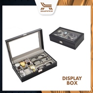 LH 6 + 3 Slots PU leather Glasses Specs Watch Display Case Storage Box Kotak Jam Tangan Cermin Mata 