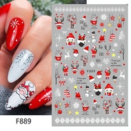 3D Christmas Nail Art Stickers - Winter Gnome, Reindeer, Snowflake, Bow Tie, Wreath Sliders Decals -