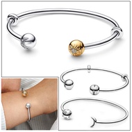 Authentic Silver Sun &amp; Moon Open Bangle Cuff Bracelets 925 Silver Charms DIY Women Party Fine Jewelry Gifts