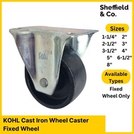 KOHL Caster Cast Iron Wheel (Fixed Wheel or Wheel Only) (1-1/4" 2" 2-1/2" 3" 3-1/2" 4" 5" 6-1/2" 8")