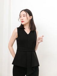 Cont.official Becca Top เสื้อแขนกุด คอวี แต่งชิ้นระบาย ใส่ได้ 2 แบบ