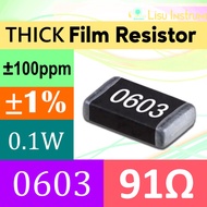 91Ω 0603 1608(mm) ±1% THICK Film Resistor SMD ±100ppm/ C 100mW 91R