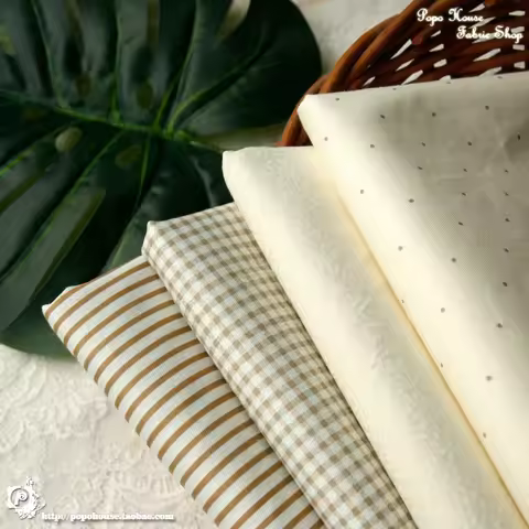 160x50cm Gentle Tea Color Water Jade Striped Plaid Twill Pure Cotton Fabric Baby Bed Sheet Quilt Cov