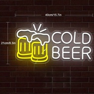 1pc Cold Beer Neon Beer Signs For Beer Bar Pub, Cheers Neon Sign For Man Cave, 11 * 16.5 Inch Beer D