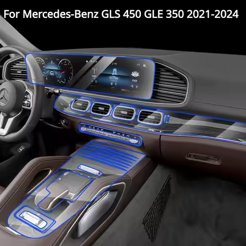 For Mercedes-Benz GLS 450 GLE 350 2024-2020 Protective Film Car Interior Transparent TPU PPF Gear Pa