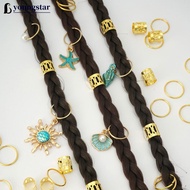 YOUNGSTAR 45Pcs Baroque Pearl Seashell Starfish Dreadlock Hair Rings Boho Oceanic Hair Jewelry Set f