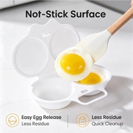 2-cavity Microwave Cooking Egg Steamer Round Plastic Egg Steamer Reusable Kitchen Cooking Mold oplik