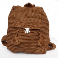 Tas Ransel Rajut Polos Mini Backpack Coklat