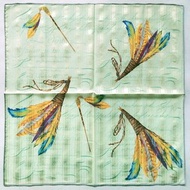 ae Elegance Paris Vintage Scarf Feathers Quill Pen Green 23 x 23 inches