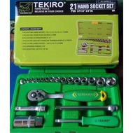TEKIRO SOCKET WRENCH SET 21 PCS BOX/ HAND SOCKET SET TEKIRO 21 PCS