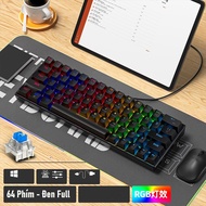 Bàn phím cơ K64 64 Phím Cáp type-C LED RB nhiều chế độ red/blue switch nhỏ gọn tiện dụng sử dụng nhi